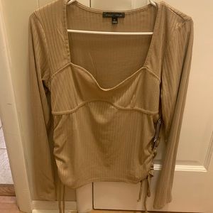 Brand New Beige Drawstring Top